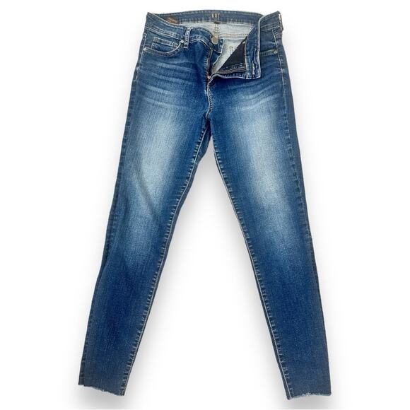 Kut - High Rise Fab Ab Ankle Skinny Jeans with Raw Hem - Picture 2 of 14